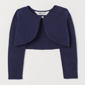 NEW Navy Blue Girls Sz 6-8 Years Shrug Cropped Sweater H&M